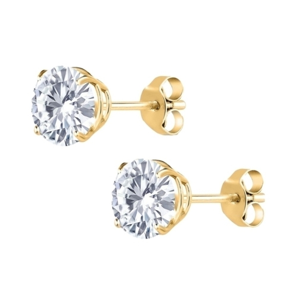 CERTIFIED 14K Yellow Gold 2ct Diamond Stud Earrings Moissanite Charles Colvard - Picture 2 of 5